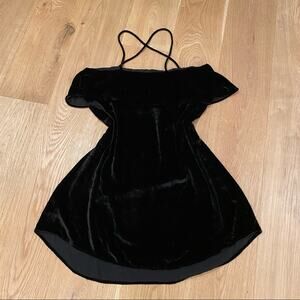Madewell Velvet Ruffle Mini Dress in Black Size M